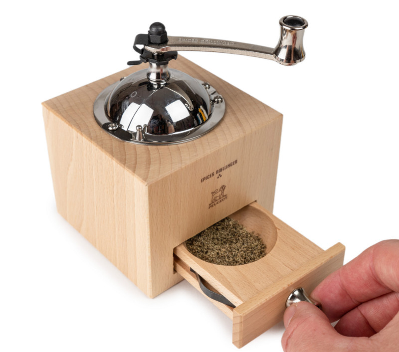Moulin poivre carré Nature Ø 11 cm 13,3x9,5x11 cm Rollinger Peugeot Saveurs