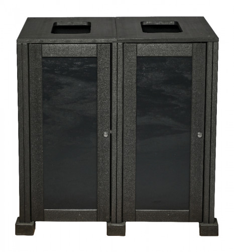 Station de tri sélectif extérieure 2 flux aluminium 160 L carbone Probbax