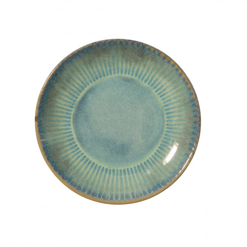 Assiette coupe plate rond bleu vert grès émaillé Ø 21 cm Lotus Accolade