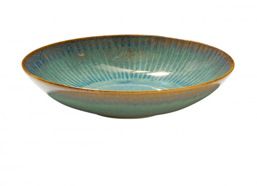 Assiette coupe creuse rond bleu vert grès émaillé Ø 22 cm Lotus Accolade
