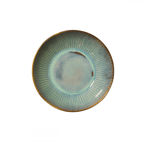 Assiette coupe creuse rond bleu vert grès émaillé Ø 17 cm Lotus Accolade