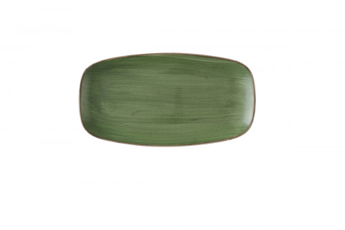 Assiette coupe plate rectangulaire Sorrel Green porcelaine vitrifiée 35,5x18,9 cm Stonecast Sorrel Churchill
