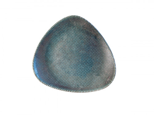 Assiette coupe plate triangulaire bleu porcelaine vitrifiée 26,5x26,5 cm Astro Churchill