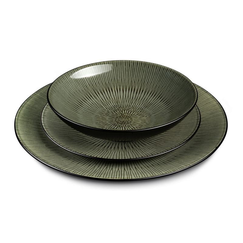 Assiette à dessert rond vert grès émaillé Ø 20,5 cm Hypnose Medard De Noblat