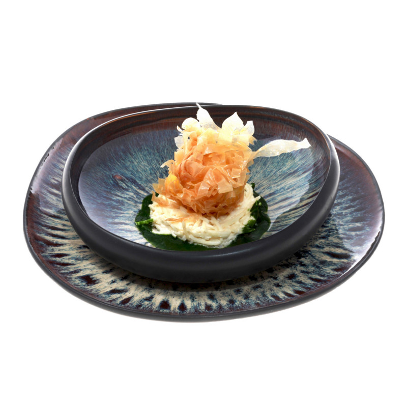 Assiette coupe creuse irrégulier vert grès émaillé Ø 21 cm Gao Medard De Noblat