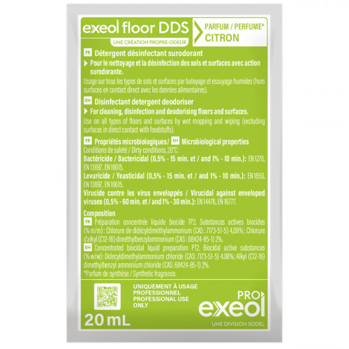 Nettoyant désinfectant en doses 20 ml 250 doses Exeol (250 pièces)