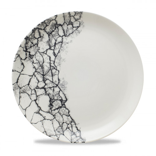 Assiette coupe plate rond Quartz Black porcelaine vitrifiée Ø 28,8 cm Kintsugi Churchill