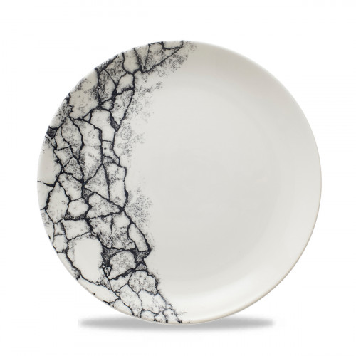 Assiette coupe plate rond Quartz Black porcelaine vitrifiée Ø 21,7 cm Kintsugi Churchill