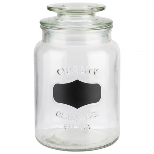 Pot avec couvercle et étiquette pour craie verre Ø 11,5 cm 19,5 cm 1,2 L Aps