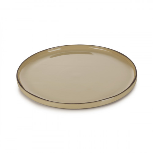 Assiette à bord droit rond jaune porcelaine culinaire Ø 33 cm Caractère Revol