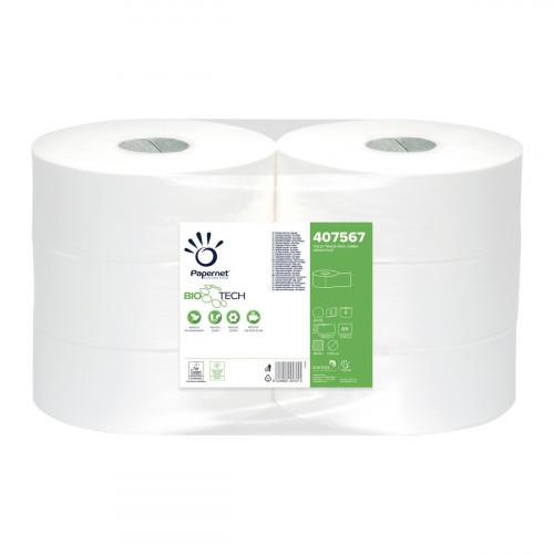 Bobine papier hygiénique blanc ouate de cellulose 37 cm x 9,5 cm (6 pièces)
