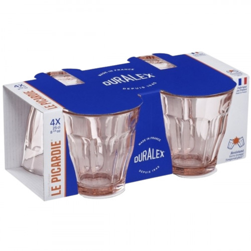 Lot de 4 gobelets forme basse rose verre trempé 25 cl Picardie Duralex (4 pièces)