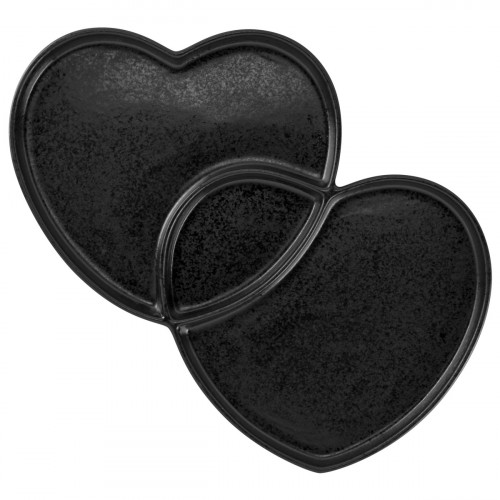 Assiette plate double noir porcelaine 29x26,4 cm Cliché Rak