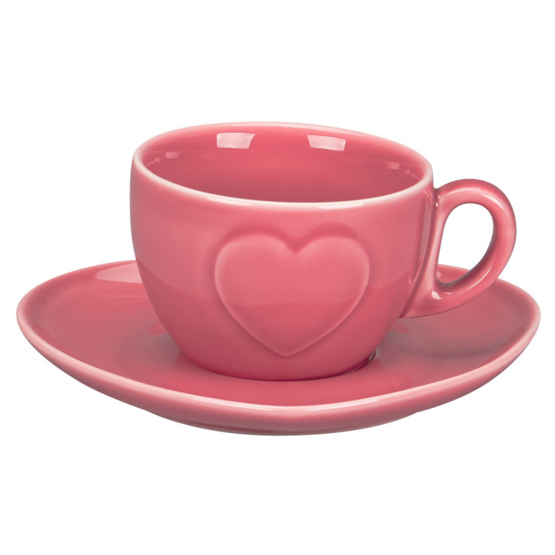 Sous tasse double empreinte rose porcelaine 16 cm Cliché Rak