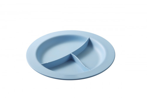 Assiette à 3 compartiments rond bleu ocean fibre végétale Ø 23,5 cm Liliroc Saint Romain