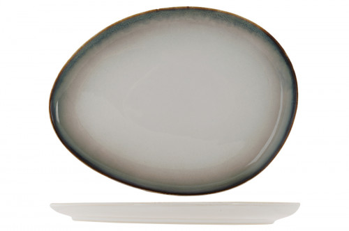 Assiette plate ovale blanc porcelaine 30x23 cm Akoya Proof