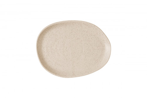 Assiette coupe plate organique beige porcelaine vitrifiée Ø 26 cm 26x20 cm Stonecast Natural Churchill